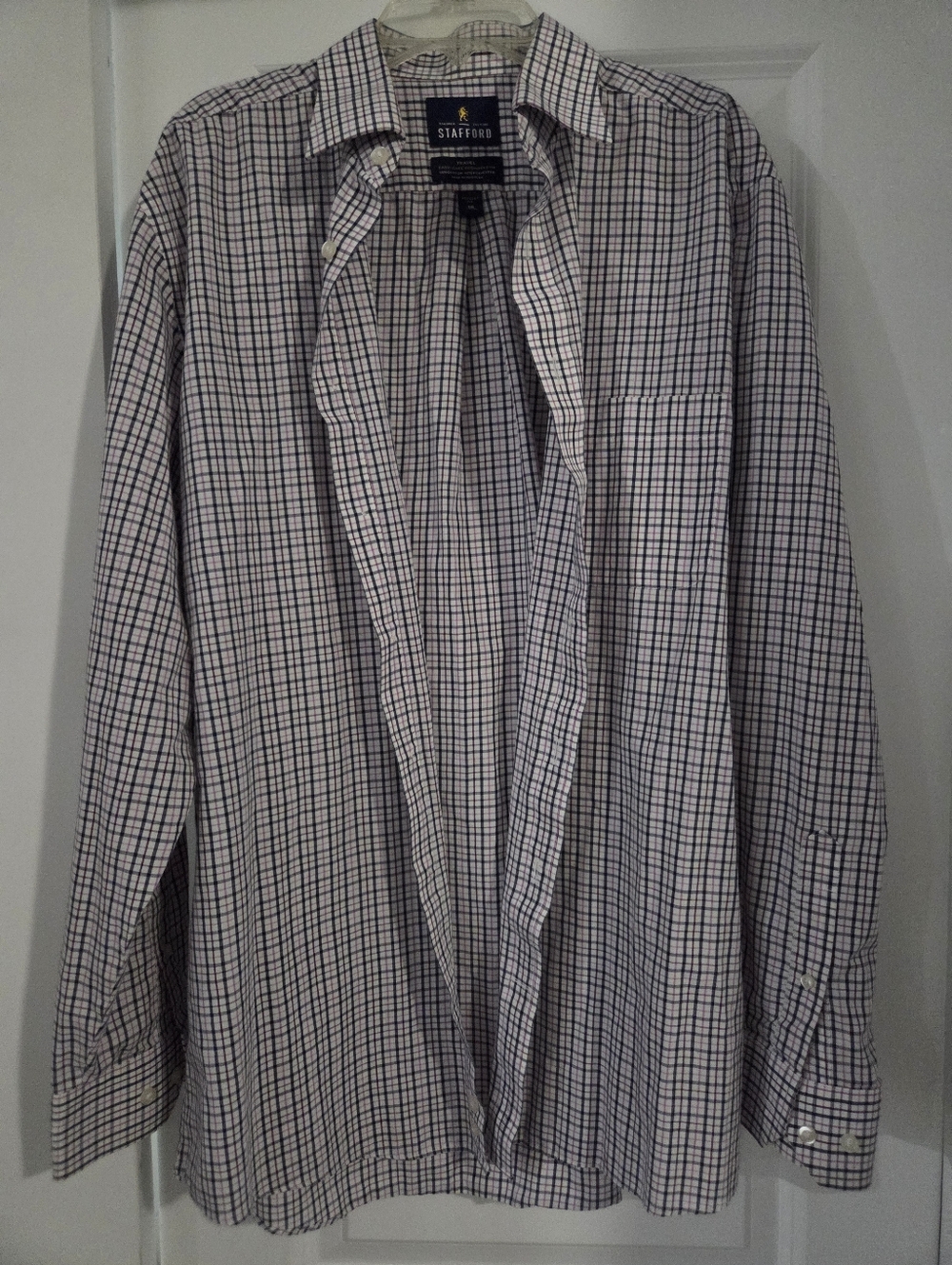 Stafford White/blue/red Windowpane Button-Down Shirt